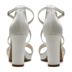 Rainbow Club Nivana Färbbare Elfenbein Satin Blockabsatz Plateau Sandalen* Schuhe Für Hochzeitsgäste | Schuhe Für Brautjungfern