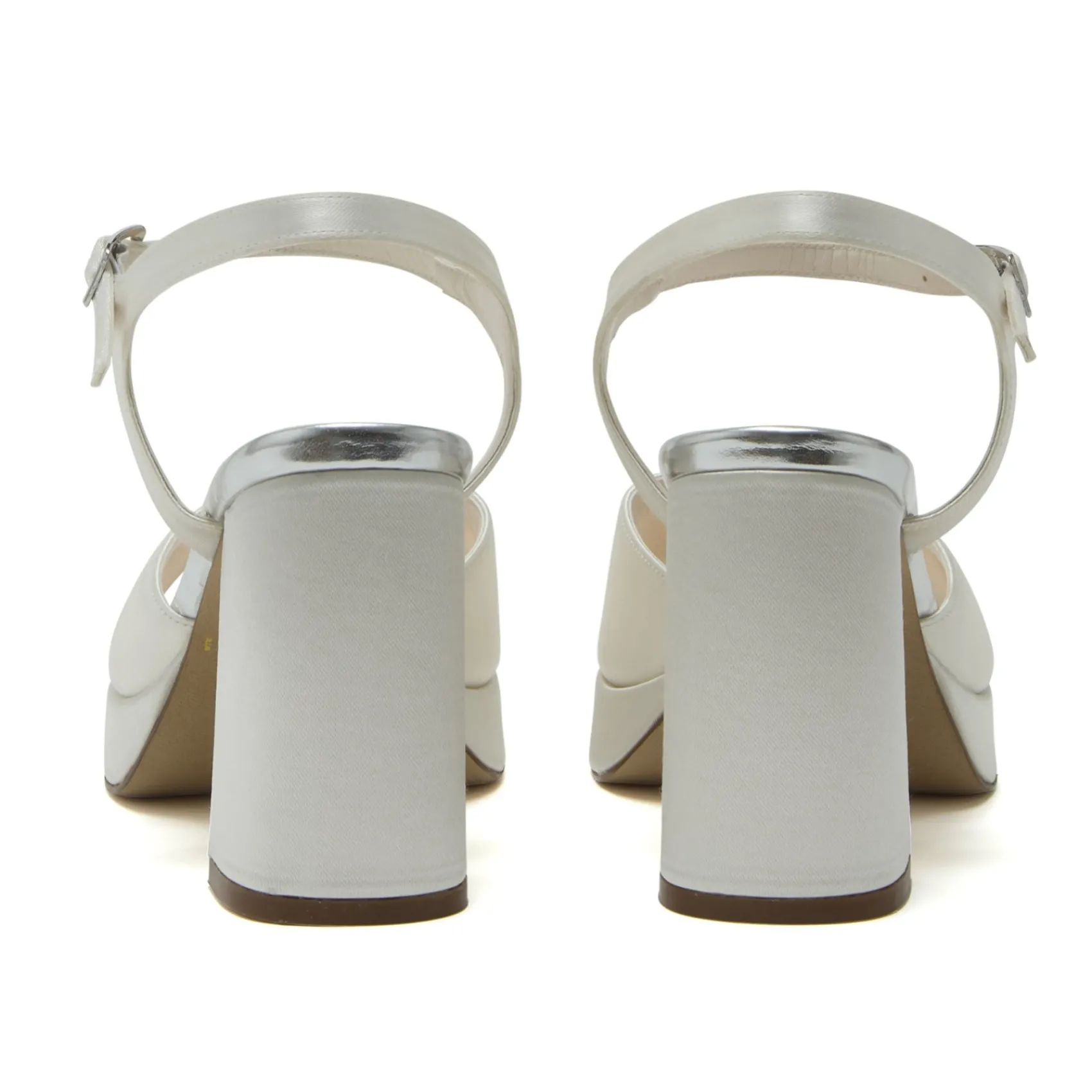 Rainbow Club Nora Elfenbeinfarbene Satin-Blockabsatz-Plateau-Sandalen (Weite Passform)* Schuhe Für Hochzeitsgäste | Schuhe Für Brautjungfern