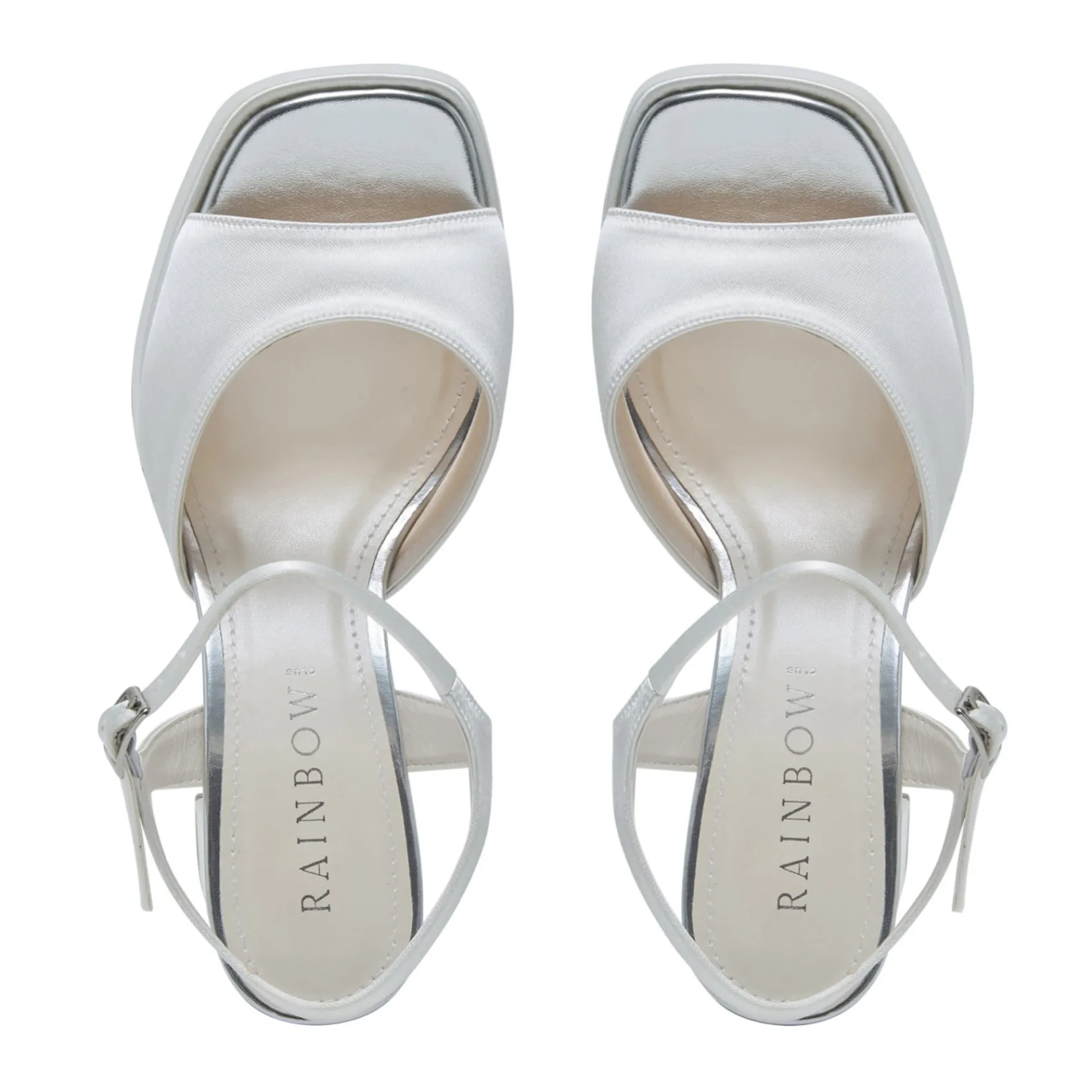 Rainbow Club Nora Färbbare Elfenbeinfarbene Satin Blockabsatz Plateau Sandalen* Schuhe Für Hochzeitsgäste | Schuhe Für Brautjungfern