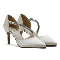 Rainbow Club Raven Färbbare Elfenbein Satin Asymmetrische Kristall Schuhe* Hochzeitsschuhe | Schuhe Mit Mittlerem Absatz