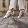Rainbow Club Reese Färbbare Elfenbeinfarbene Satin Riemchensandalen* Schuhe Für Brautjungfern | Hochzeitsschuhe