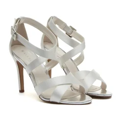Rainbow Club Reese Färbbare Elfenbeinfarbene Satin Riemchensandalen* Schuhe Für Brautjungfern | Hochzeitsschuhe