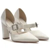 Rainbow Club Savannah Färbbare Elfenbein Satin Retro Block Heels* Hochzeitsschuhe | Hochhackige Schuhe
