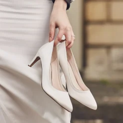 Rainbow Club Stella Elfenbein Satin & Silber Glitter Mid Heel Courts* Schuhe Für Die Mutter Der Braut | Hochzeitsschuhe