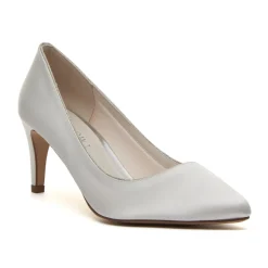 Rainbow Club Stella Elfenbein Satin & Silber Glitter Mid Heel Courts* Schuhe Für Die Mutter Der Braut | Hochzeitsschuhe