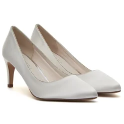 Rainbow Club Stella Elfenbein Satin & Silber Glitter Mid Heel Courts* Schuhe Für Die Mutter Der Braut | Hochzeitsschuhe