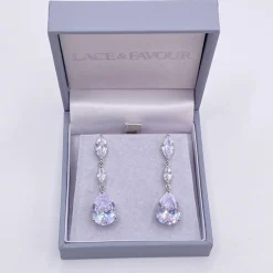 Lace & Favour Regalia Kristall Tropfen Cubic Zirkonia Hochzeit Ohrringe* Silberner Abschlussball-schmuck | Abschlussball-ohrringe