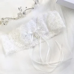 Boudoir Couture Reinheit Elfenbein Zarte Spitze Hochzeit Strumpfband mit Perle Droplet* Geschenke Für Die Braut | Strumpfbänder Für Bräute