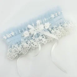 Boudoir Couture Rhapsody Blaue Spitze und Elfenbein Tüll Vintage Strumpfband mit Rose Detail* Etwas Blaue Geschenke | Geschenke Für Die Braut