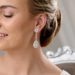 Lace & Favour Ritz Vintage inspiriert Cubic Zirkonia Kronleuchter Ohrringe* Silberner Abschlussball-schmuck | Abschlussball-ohrringe
