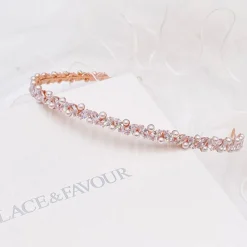 Lace & Favour Rochelle Rose Gold Schmales Stirnband mit Kristall und Perlen* Abschlussball-haarbänder & Tiaras | Perlen-haarschmuck