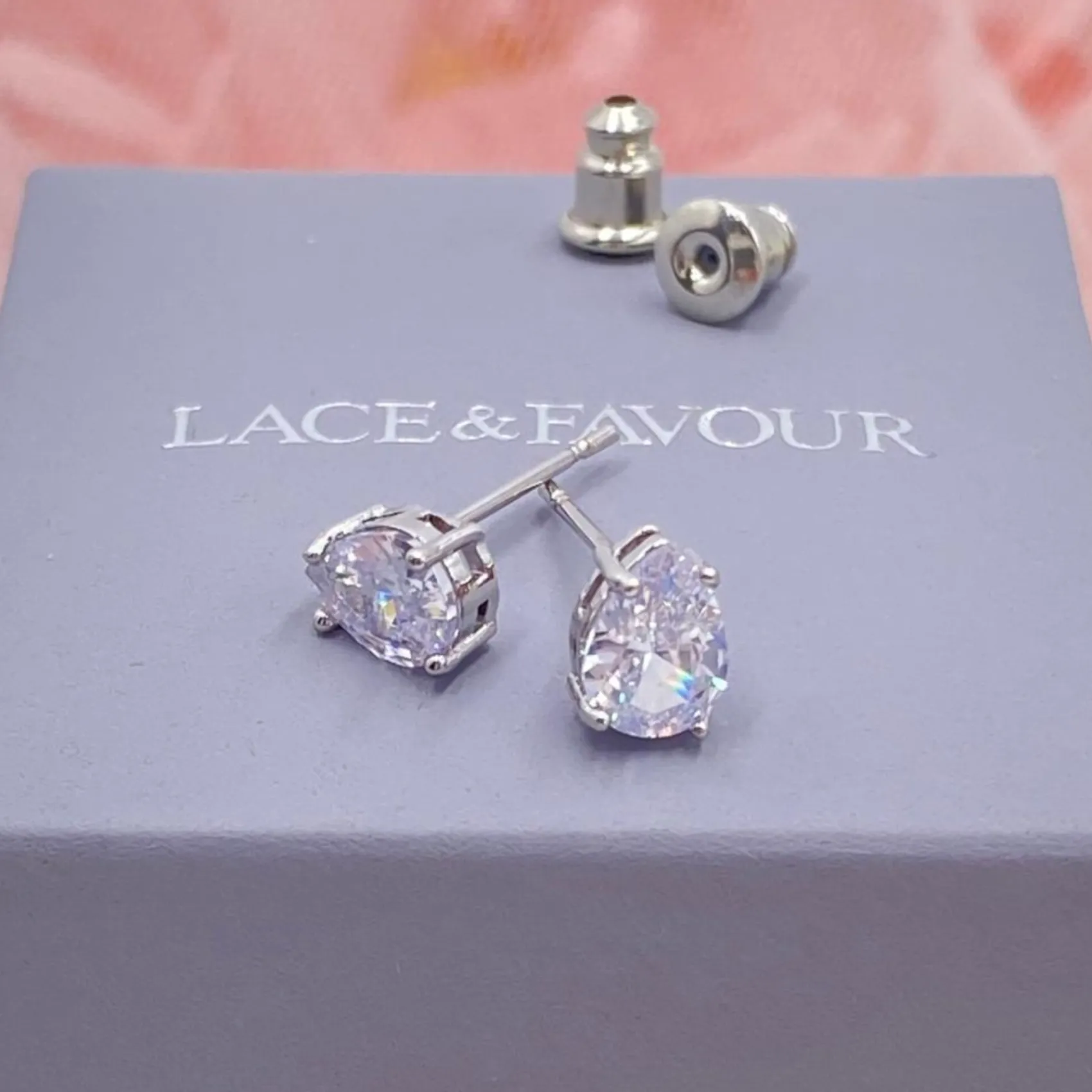 Lace & Favour Roma Silber Zirkonia Teardrop Ohrstecker* Silberner Abschlussball-schmuck | Abschlussball-ohrringe