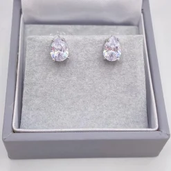Lace & Favour Roma Silber Zirkonia Teardrop Ohrstecker* Silberner Abschlussball-schmuck | Abschlussball-ohrringe