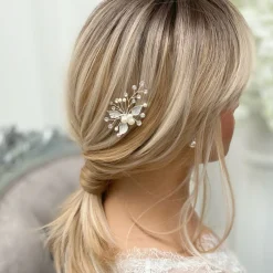 Lace & Favour Romantik Perle und Kristall Silber Blätter Haarnadel* Geschenke Für Brautjungfern | Brautjungfer Haarschmuck