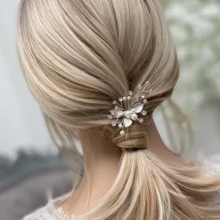 Lace & Favour Romantik Perle und Kristall Silber Blätter Haarnadel* Geschenke Für Brautjungfern | Brautjungfer Haarschmuck
