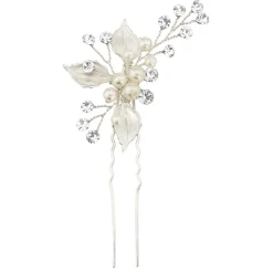 Lace & Favour Romantik Perle und Kristall Silber Blätter Haarnadel* Geschenke Für Brautjungfern | Brautjungfer Haarschmuck