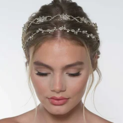 Poirier Rosalie Gold Kristall Doppelte Hochzeit Haarschleife* Haarschmuck Aus Kristall | Gold-haar-accessoires