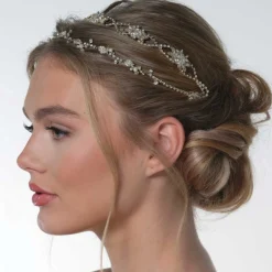 Poirier Rosalie Gold Kristall Doppelte Hochzeit Haarschleife* Haarschmuck Aus Kristall | Gold-haar-accessoires