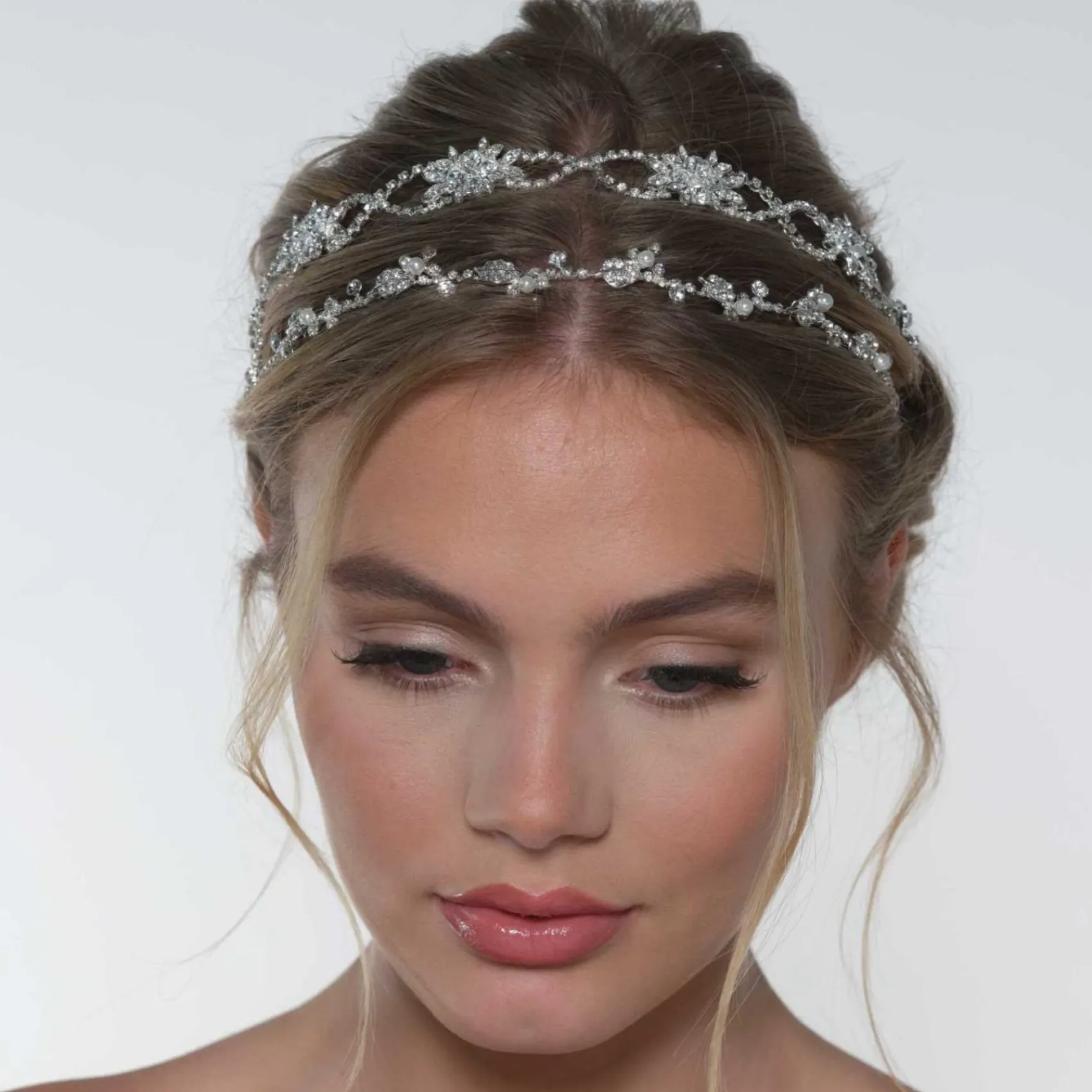 Poirier Rosalie Silber Kristall Doppelte Hochzeit Haarschleife* Haarschmuck Aus Kristall | Silberne Haar-accessoires