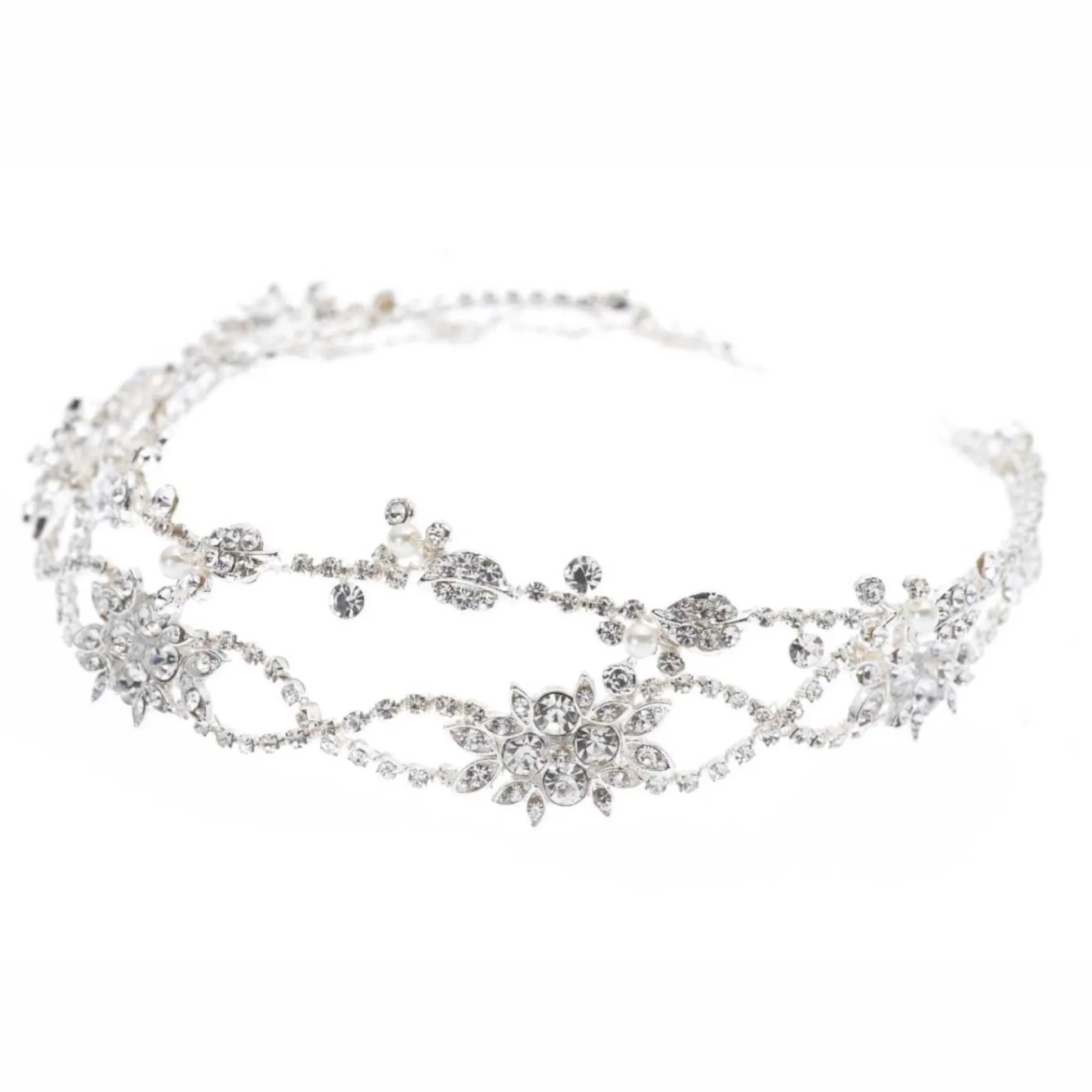 Poirier Rosalie Silber Kristall Doppelte Hochzeit Haarschleife* Haarschmuck Aus Kristall | Silberne Haar-accessoires