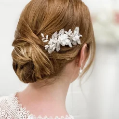 Beads & Beyond Sabrina Mini Perlenblätter und Opalkristallblüten Haarkamm* Geschenke Für Brautjungfern | Perlen-haarschmuck
