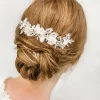 Beads & Beyond Sabrina Perlen Blätter und Opal Kristall Blush Blumen Haar Kamm* Silberne Haar-accessoires | Hochzeit Haar Blumen