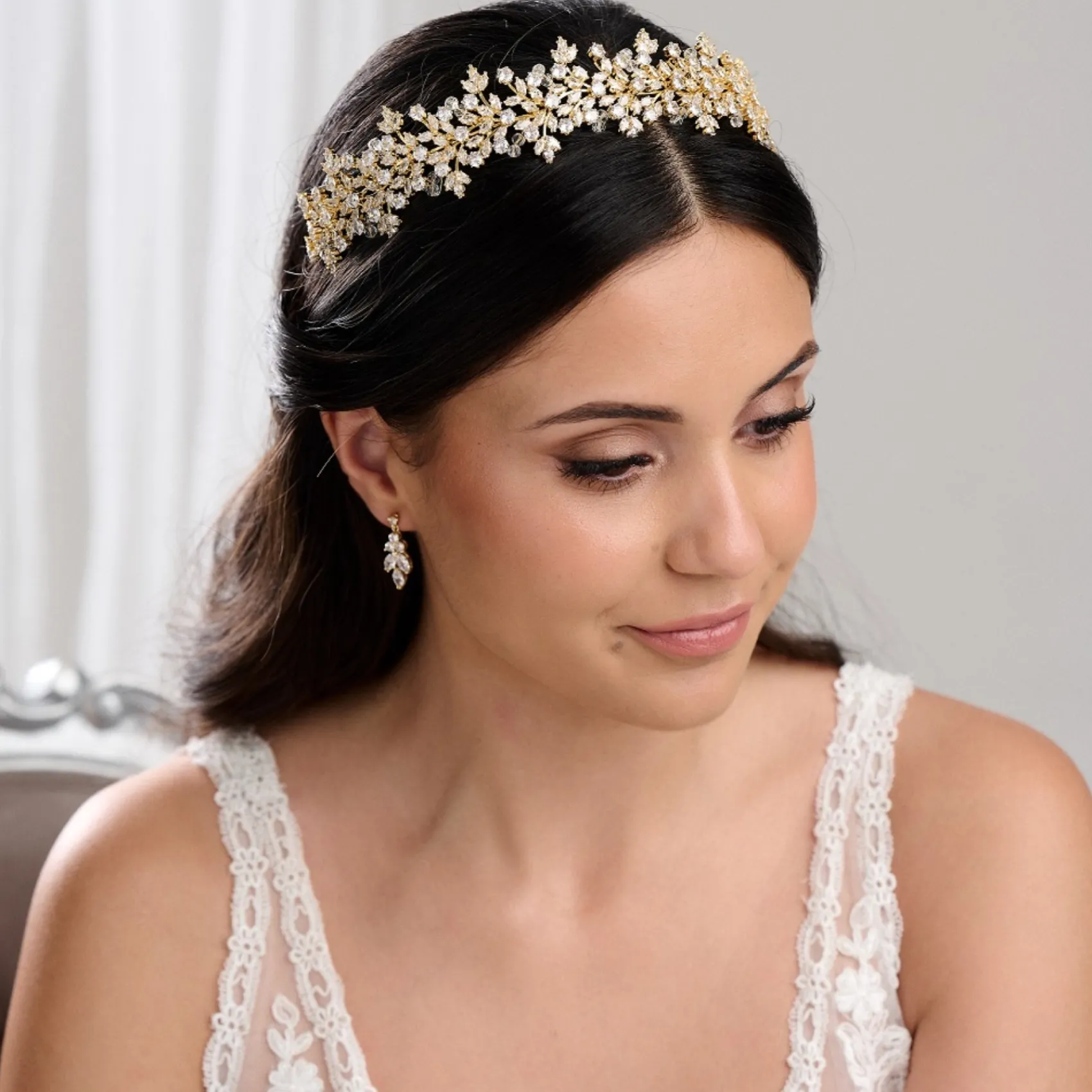 Lace & Favour Sansibar Gold Crystal Leaves Hochzeit Stirnband* Haarschmuck Aus Kristall | Gold-haar-accessoires