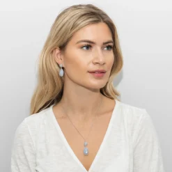 Sarah Alexander Alpine Snow Blue Lace Achat Double Drop Anhänger* Etwas Blaue Geschenke | Geschenke Für Die Mutter Des Bräutigams