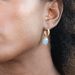 Sarah Alexander Baja Aquamarin Tropfen Gold Creolen* Etwas Blaue Geschenke | Geschenke Für Die Mutter Des Bräutigams