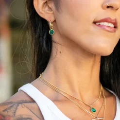 Sarah Alexander Kaori Malachit Ohrringe mit rundem Charme* Geschenke Für Die Mutter Des Bräutigams | Geschenke Für Die Mutter Der Braut