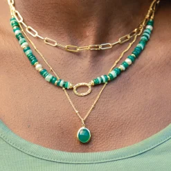 Sarah Alexander Nubia Grüner Onyx Gold Edelstein-Halskette* Geschenke Für Die Mutter Des Bräutigams | Geschenke Für Die Mutter Der Braut