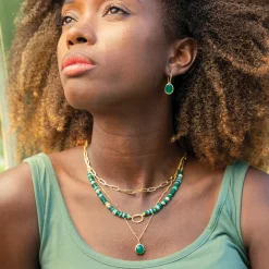 Sarah Alexander Nubia Grüner Onyx Gold Edelstein-Halskette* Geschenke Für Die Mutter Des Bräutigams | Geschenke Für Die Mutter Der Braut