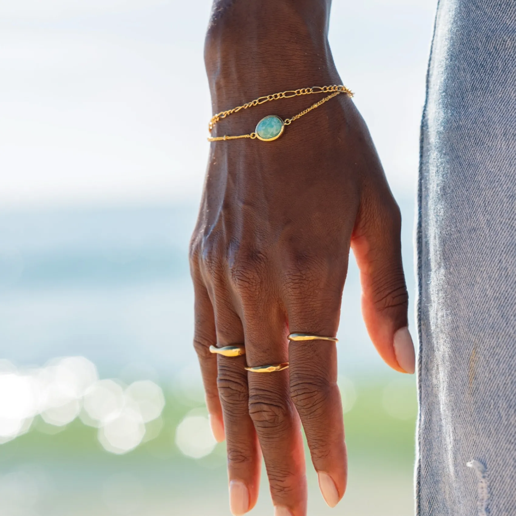 Sarah Alexander Tanger Amazonit Gold Edelstein-Armband* Etwas Blaue Geschenke | Geschenke Für Die Mutter Des Bräutigams