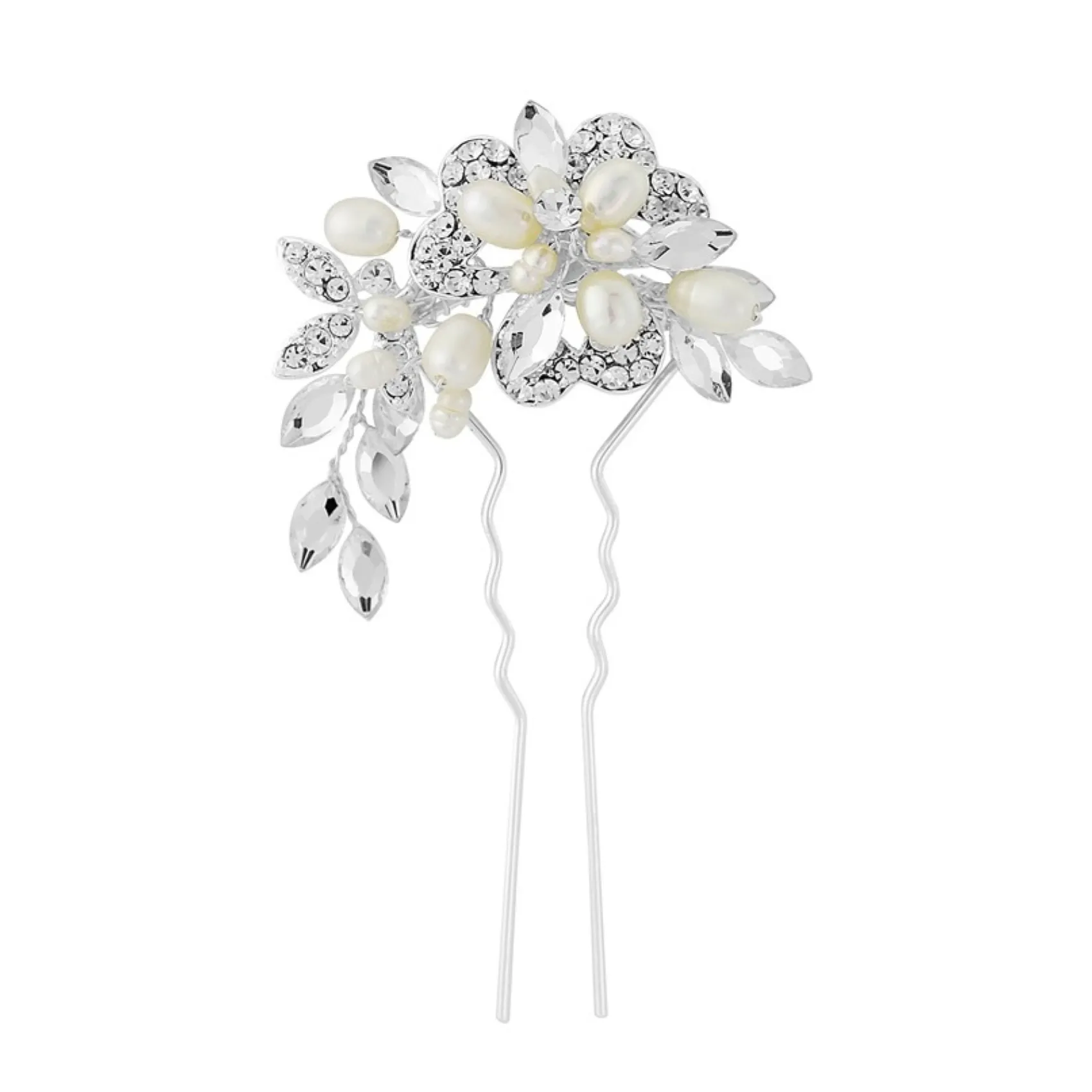 Sass B SassB Marcia Luxe Süßwasserperlen Hochzeit Haarnadel (Silber)* Brautjungfer Haarschmuck | Hochzeit Haarnadeln & Haarspangen