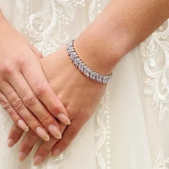 Lace & Favour Savoy Sparkly Cubic Zirkonia Hochzeitsarmband | L&F* Silberner Abschlussball-schmuck | Prom Armbänder