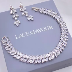 Lace & Favour Savoy Sparkly Cubic Zirkonia Hochzeitsarmband | L&F* Silberner Abschlussball-schmuck | Prom Armbänder