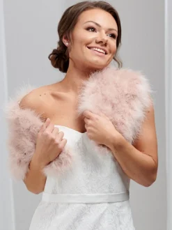 Beverly Hills Scarlet Blush Feder Brautstola* Federstolen & Umhänge | Hochzeitsumhänge & Tücher