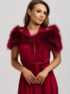 Beverly Hills Scharlachrot Burgund Feder Hochzeit Wrap* Federstolen & Umhänge | Hochzeitsumhänge & Tücher