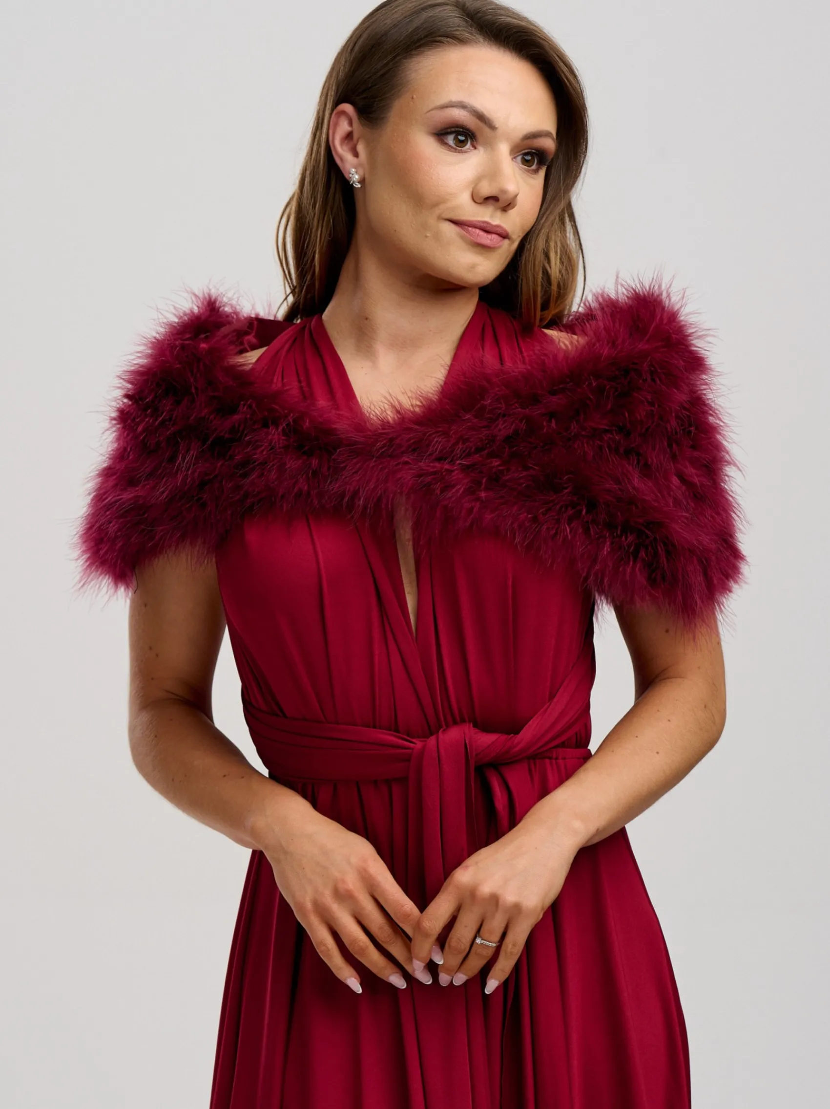 Beverly Hills Scharlachrot Burgund Feder Hochzeit Wrap* Federstolen & Umhänge | Hochzeitsumhänge & Tücher