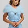 Beverly Hills Scharlachrote blaue Feder Hochzeit Wrap* Etwas Blaue Geschenke | Federstolen & Umhänge