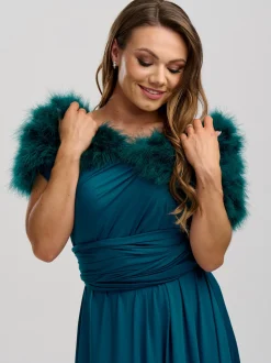Beverly Hills Scharlachrotes Feder-Hochzeitstuch in Teal* Federstolen & Umhänge | Hochzeitsumhänge & Tücher