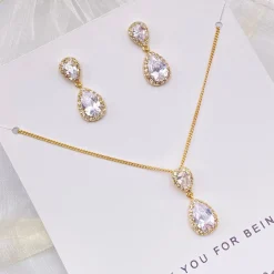 Lace & Favour schmuckset "Danke, dass du meine Brautjungfer bist" in Gold und Kristall* Geschenke Für Brautjungfern | Kristall-hochzeitsschmuck