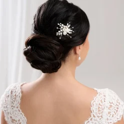 Lace & Favour Schneeglöckchen Porzellanblumen und Süßwasserperlen Haarnadel (Silber)* Geschenke Für Die Braut | Perlen-haarschmuck