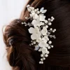 Lace & Favour Seychelles Elfenbein Porzellan Blumen und Perlen Zweige Haarkamm* Haarschmuck Aus Kristall | Perlen-haarschmuck