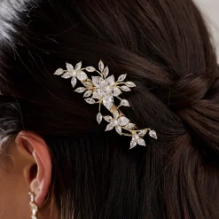 Lace & Favour Sierra Gold Floral Kristall Hochzeit Haarspange* Abschlussball Haarspangen & Kämme | Geschenke Für Brautjungfern