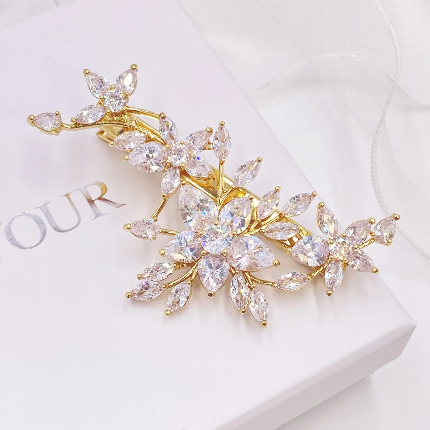 Lace & Favour Sierra Gold Floral Kristall Hochzeit Haarspange* Abschlussball Haarspangen & Kämme | Geschenke Für Brautjungfern