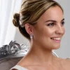 Lace & Favour Solitär Zierliche CZ Kristall Blätter Ohrringe* Silberner Abschlussball-schmuck | Abschlussball-ohrringe