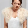 Beverly Hills Sophia Champagner Feder-Brautbolero* Federstolen & Umhänge | Boleros Und Jacken Für Hochzeiten