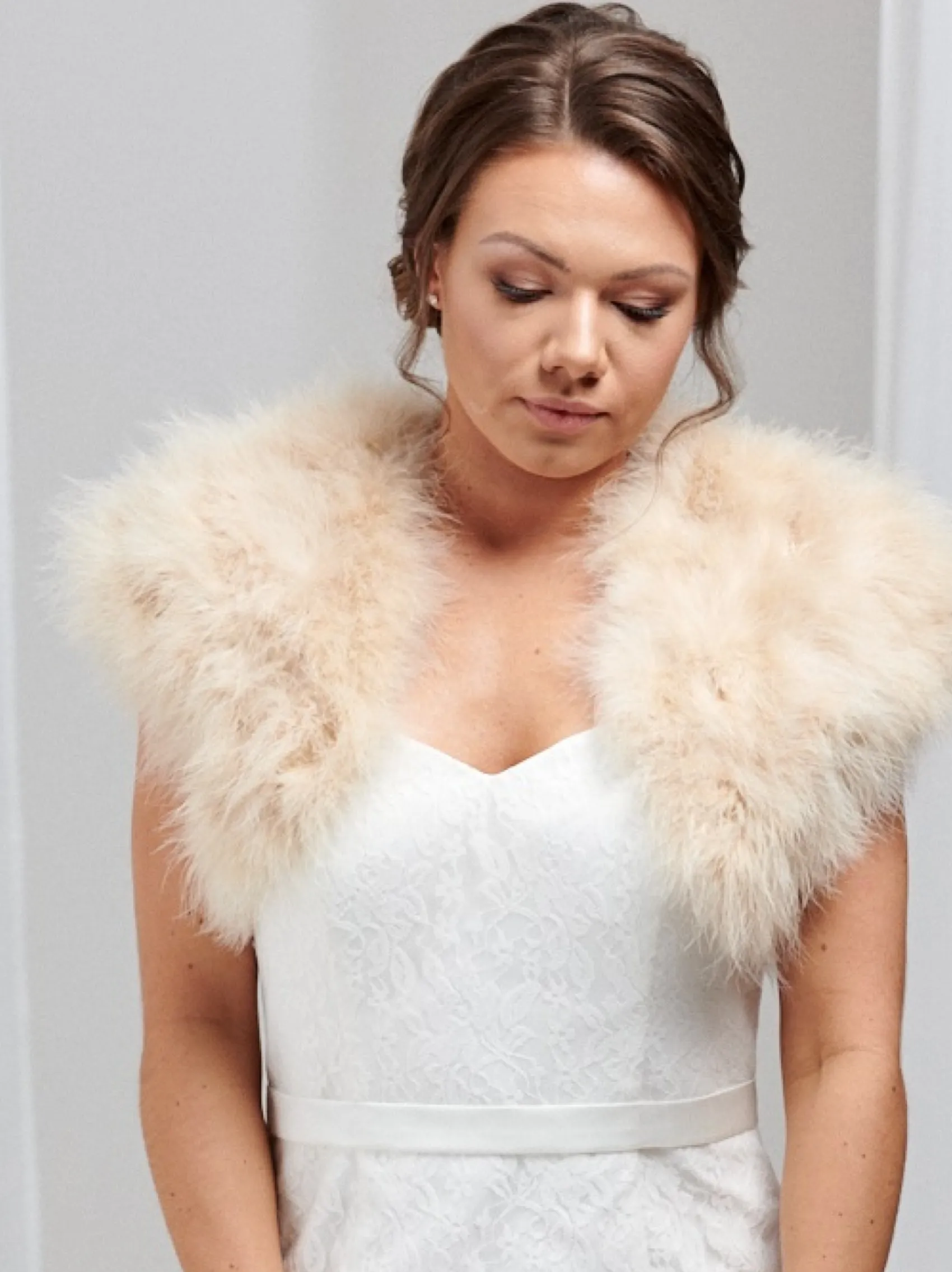 Beverly Hills Sophia Champagner Feder-Brautbolero* Federstolen & Umhänge | Boleros Und Jacken Für Hochzeiten