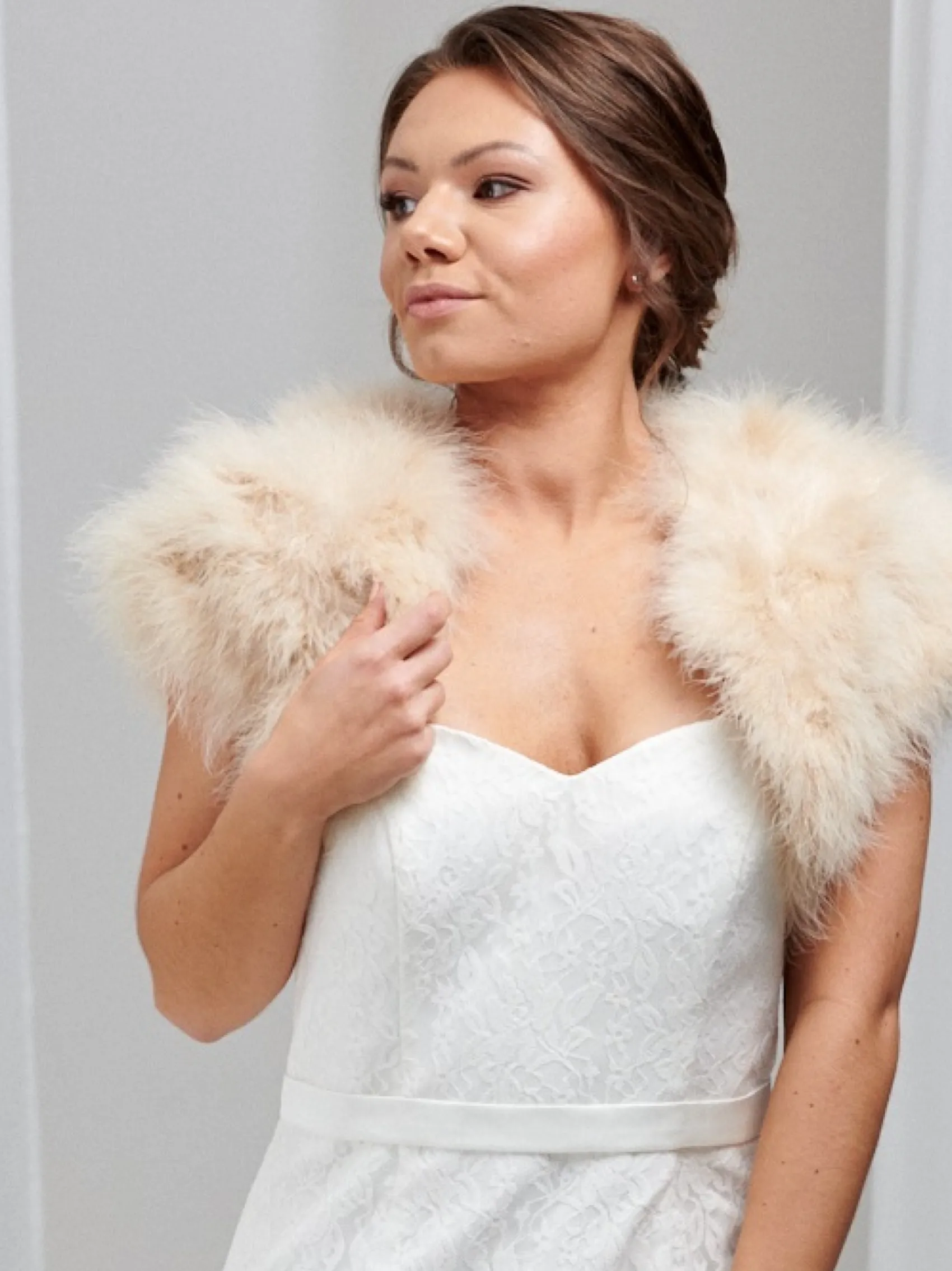 Beverly Hills Sophia Champagner Feder-Brautbolero* Federstolen & Umhänge | Boleros Und Jacken Für Hochzeiten